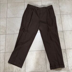 Men’s Brown Pleated Dress Pants | 36x30 | Classic Fit | Cleaned
